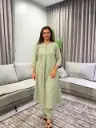 Sage Green Chikankari Embroidered Pure Cotton Flared Kurta Set