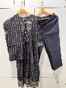 Midnight black Motif Pure Mull Cotton 3-Piece Set