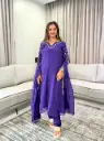 Royal Purple Hand-Worked Banarasi Mull Chanderi Suit