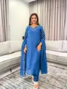 Peacock Blue Hand-Worked Banarasi Mull Chanderi Suit