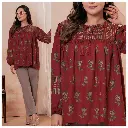 Rust Red Floral Printed Pure Cotton Tunic