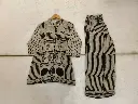 Black & Beige Block Printed Natural Crepe Co-ord Set