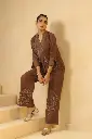Cocoa Bloom Embroidered Imported Fabric Co-ord Set