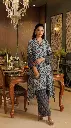 Powder Blue Floral Trellis Hand-Worked Natural Crepe Kurta Set