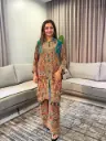 Regal Teal Paisley Pure Crepe Co-Ord Set