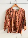 Rust Bloom Stripe Embroidered Imported Top