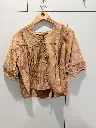 Beige Polka Dot Pearl Button Imported Fabric Western Top