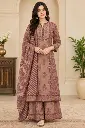 Mauve Taupe Floral Hand-Worked Sequin Pure Cotton 3-Piece Kurta Set