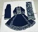 Navy Blue Floral Embroidered Crepe & Georgette Anarkali 3-Piece Set