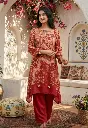 Terracotta Red Paisley Printed Pure Muslin Crepe Co-ord Set