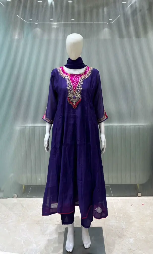 Royal Purple Hand-Worked Pure Premium Russian Silk 3-Piece Suit Set