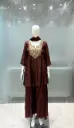 Deep Chestnut Heavy Yoke Flared Short Kurta Russian Silk Co-ord Set