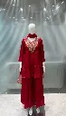 Deep Red Zardozi Yoke Flared Short Kurta Russian Silk Co-ord Set