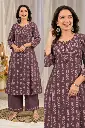 Eggplant Purple Printed Soft Flex Cotton Kurta Set