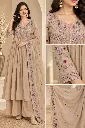 Beige Floral Embroidered Pure Mull Crush Chanderi 3-Piece Set