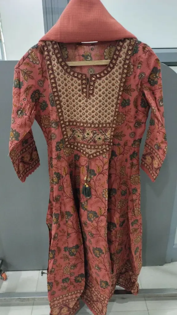 Muted Pink Floral Block Printed Pure Mull Cotton 3-Piece Set