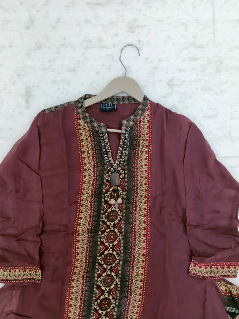 Wine Maroon Printed Pure Muslin Crepe Co-Ord Set