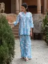 Sky Blue Floral Printed Cotton Printed Co-ord Set