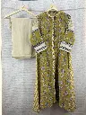 Mustard Yellow Block Printed Pure Muslin Crepe 2-Piece Kurta Set