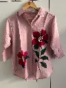 Dusty Pink Floral Painted Pure Imported Linen Shirt
