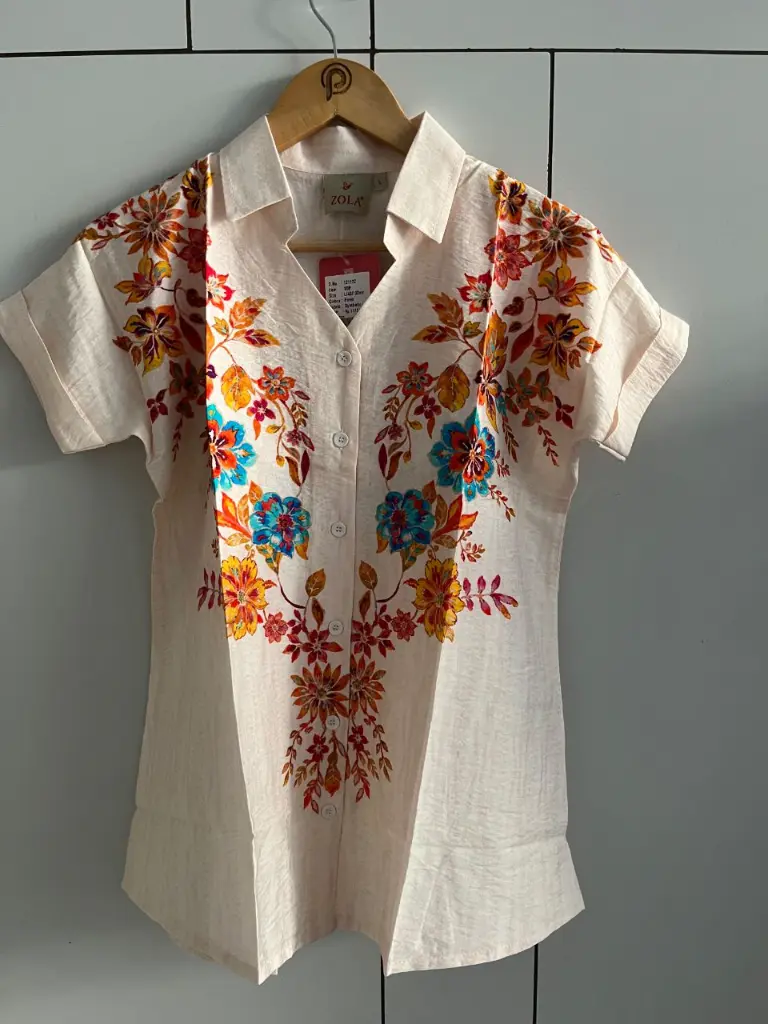 Off-White Multi-Color Floral Printed Pure Imported Linen Shirt
