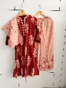 Rust Red & Peach Mirror-Work Pure Cotton 3-Piece Set