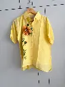 Sunny Yellow Floral Painted Pure Imported Linen Shirt