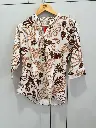 Pure Imported Linen Brown Floral Vine Print Tunic Top