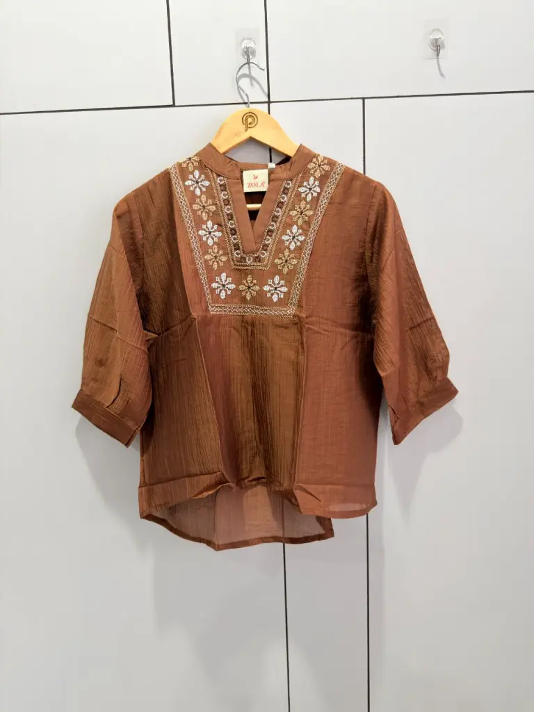 Cocoa Elegance Imported Linen Top