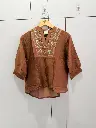 Cocoa Elegance Imported Linen Top