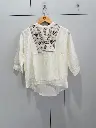 Off-White Geometric Embroidered Pure Imported Linen Top