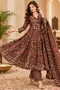 Rust Bloom Floral Printed Anarkali Suit Set