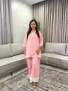 Baby Pink Solid Soft Flex Cotton Co-Ord Set