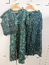 Teal Green Bandhani & Traditional Print Soft Cotton 3-Piece Kurta Set
