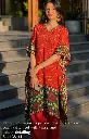Red & Green Bandhani Print Natural Crepe Kaftan Set
