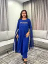 Royal Blue Kota Doriya Hand-Work 3-Piece Kurta Set