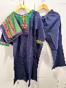 Navy Blue Handloom Cotton Woven 3-Piece Kurta Set