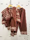 Brown Printed Pure Cotton 3-Piece Co-ord Set