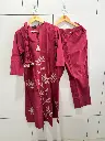 Magenta Pink Floral Embroidery Pure Cotton 3-Piece Kurta Set