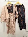 Beige & Black Geometric Print Pure Cotton 3-Piece Kurta Set