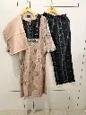 Beige & Black Triangle Print Pure Cotton Suit Set