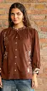 Brown Embroidered Pure Mull Cotton Top