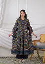 Blue Floral Printed Pure Soft Cotton 3-Piece Kurta Set