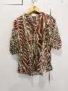 Earthy Brown & Teal Striped Pure Imported Linen Tunic