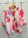 Pink & Purple Floral Print Pure Imported Linen Top