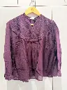 Purple Embroidered Pure Imported Linen Top