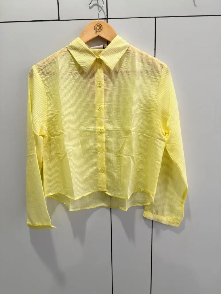 Yellow & White Striped Pure Imported Linen Shirt