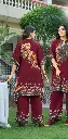 Premium Burgundy Floral Printed Lenzing Kaftan Co-ord Set