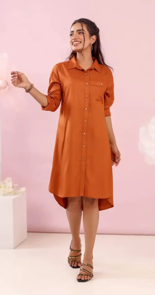Cocoa Charm Brown Pure Cotton Dress