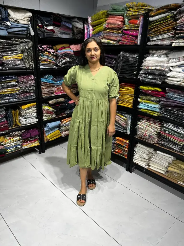 Green Allure Pure Cotton Midi Dress